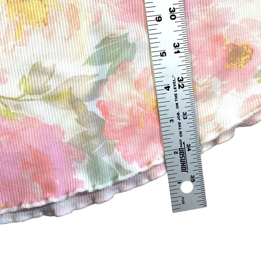Flora Nikrooz Fine Ribbed Pink Floral‎ Scoop Neck Nightgown Sleep Shirt Small